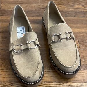 Anne Klein Beige Suede Loafers
